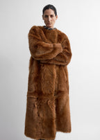 Silky shearling coat ginger