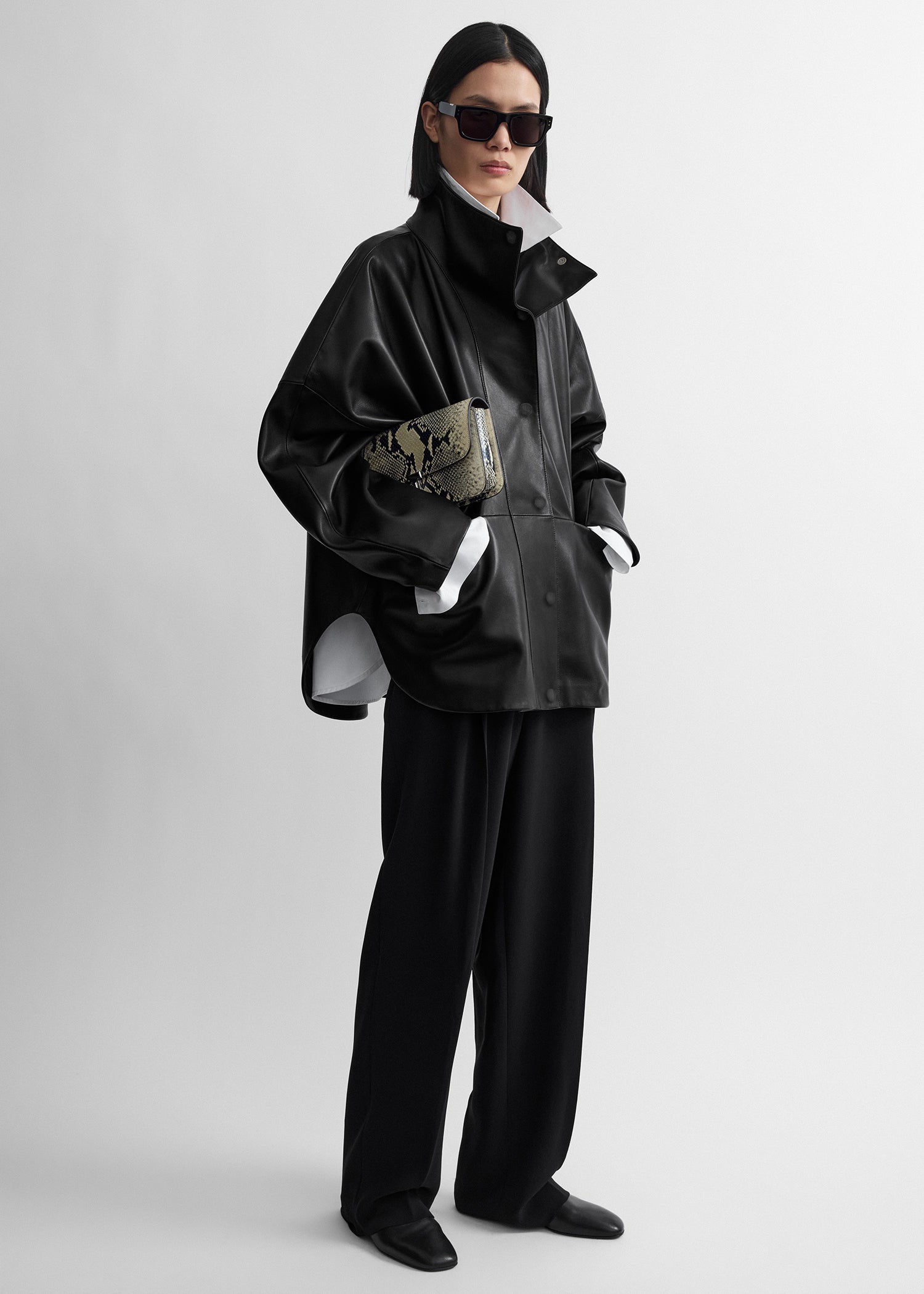 Nappa parachute jacket black