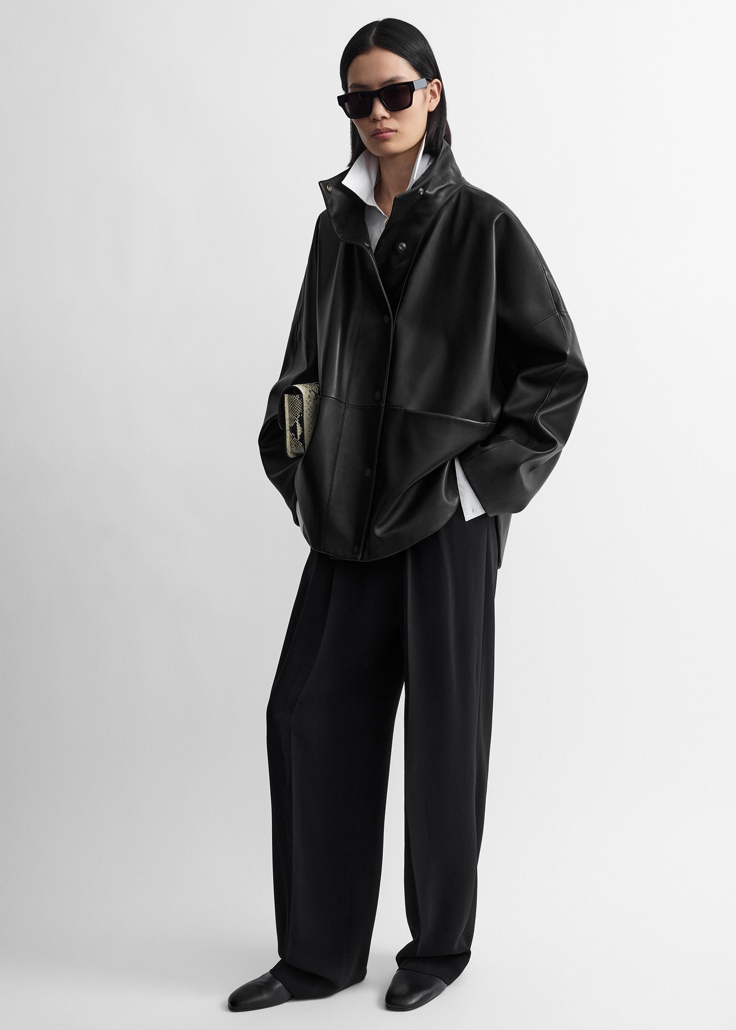 Nappa parachute jacket black