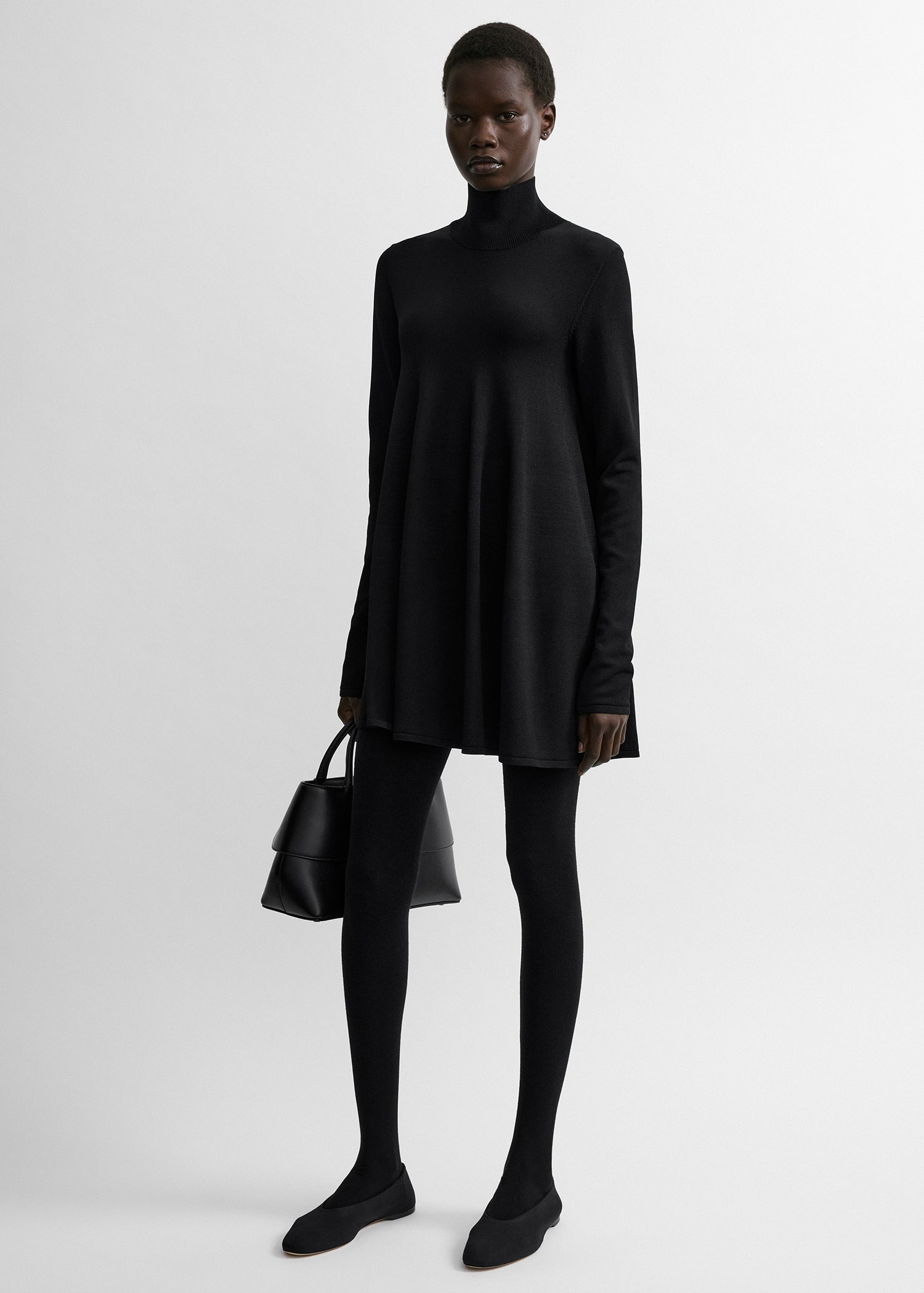 Crepe turtleneck top black