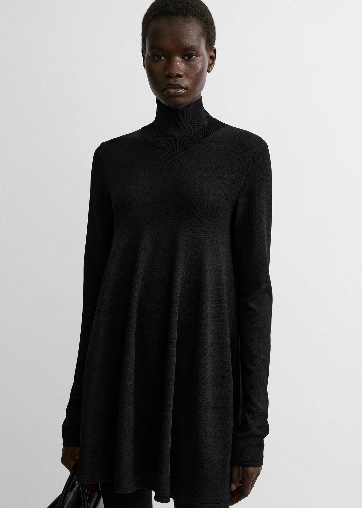 Crepe turtleneck top black
