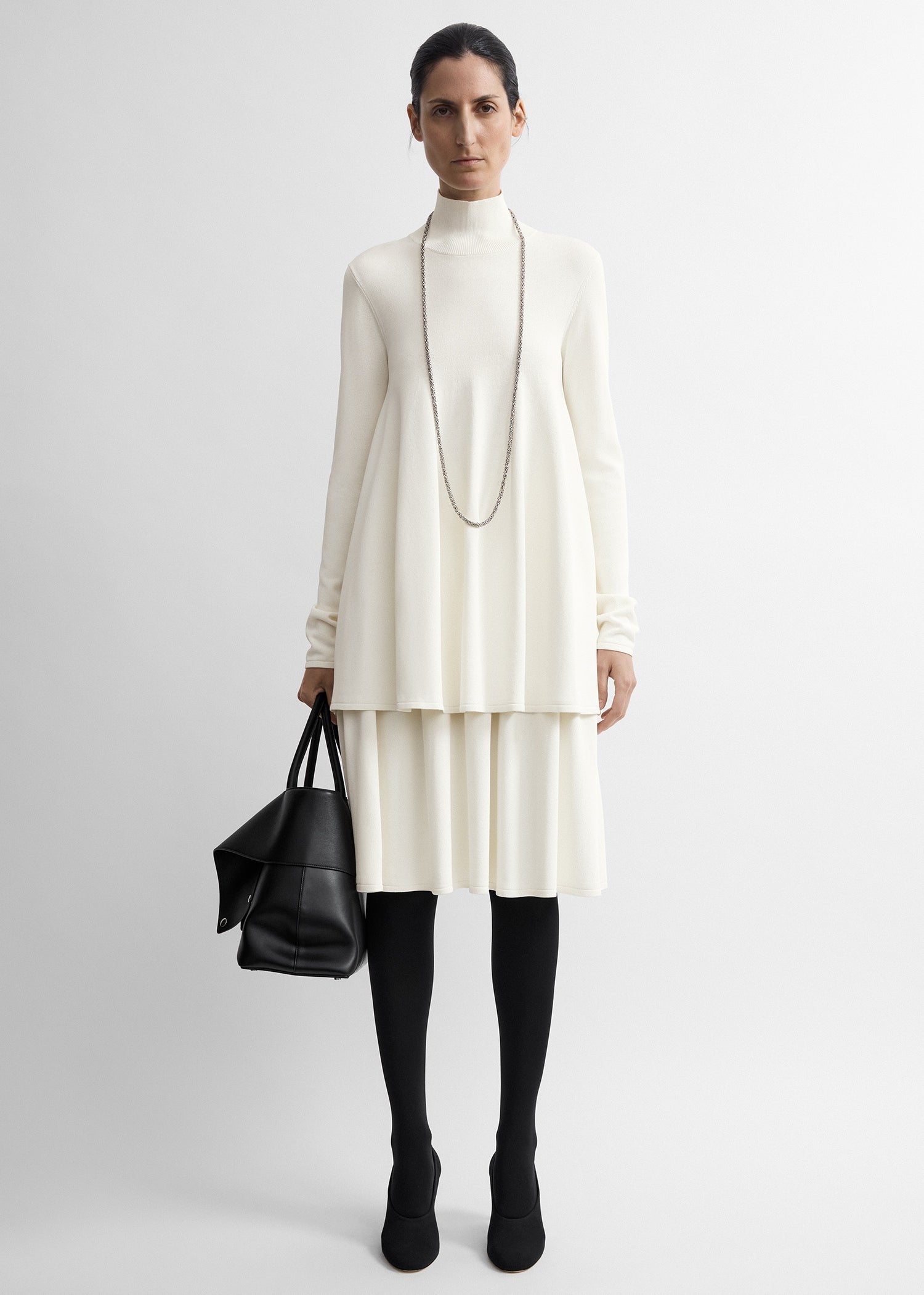 Crepe turtleneck top off-white