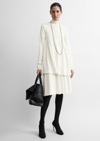 Crepe turtleneck top off-white