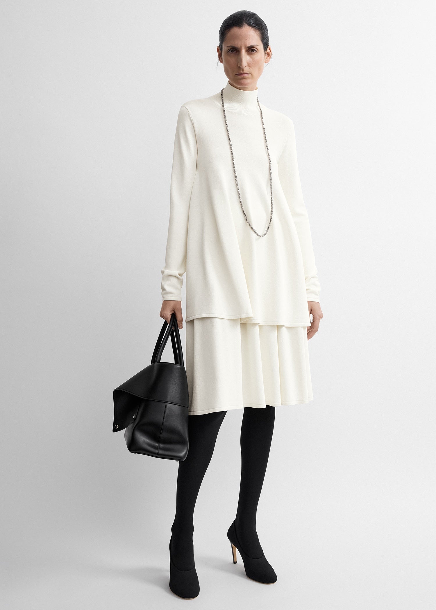 Crepe turtleneck top off-white