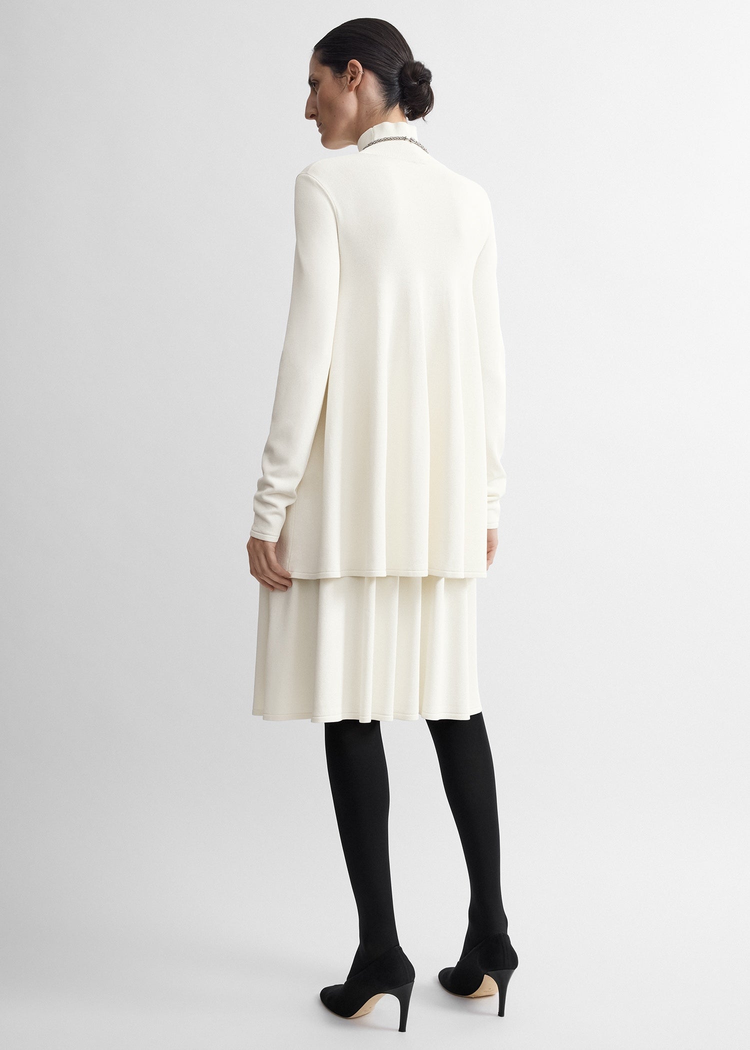 Crepe turtleneck top off-white