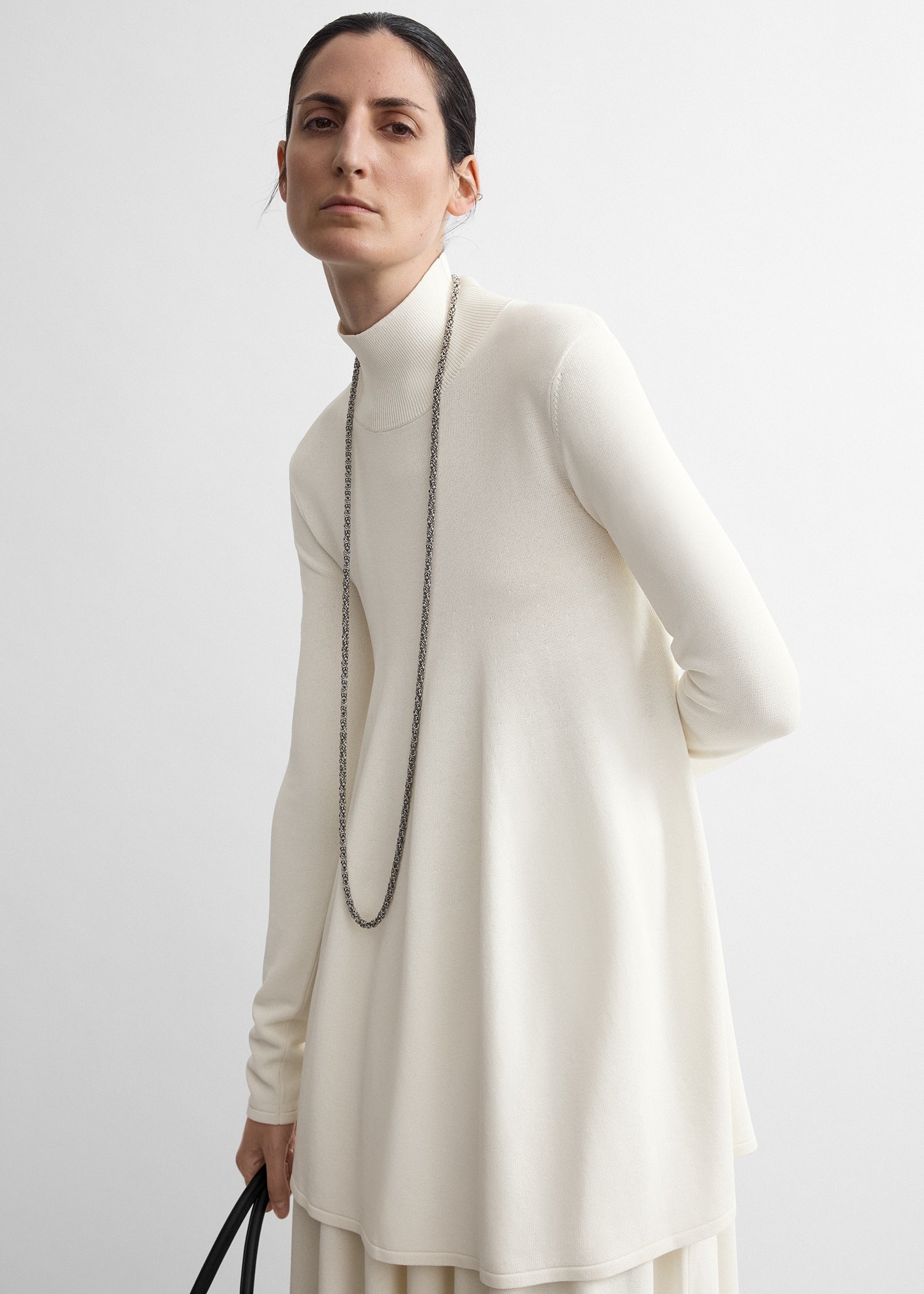 Crepe turtleneck top off-white