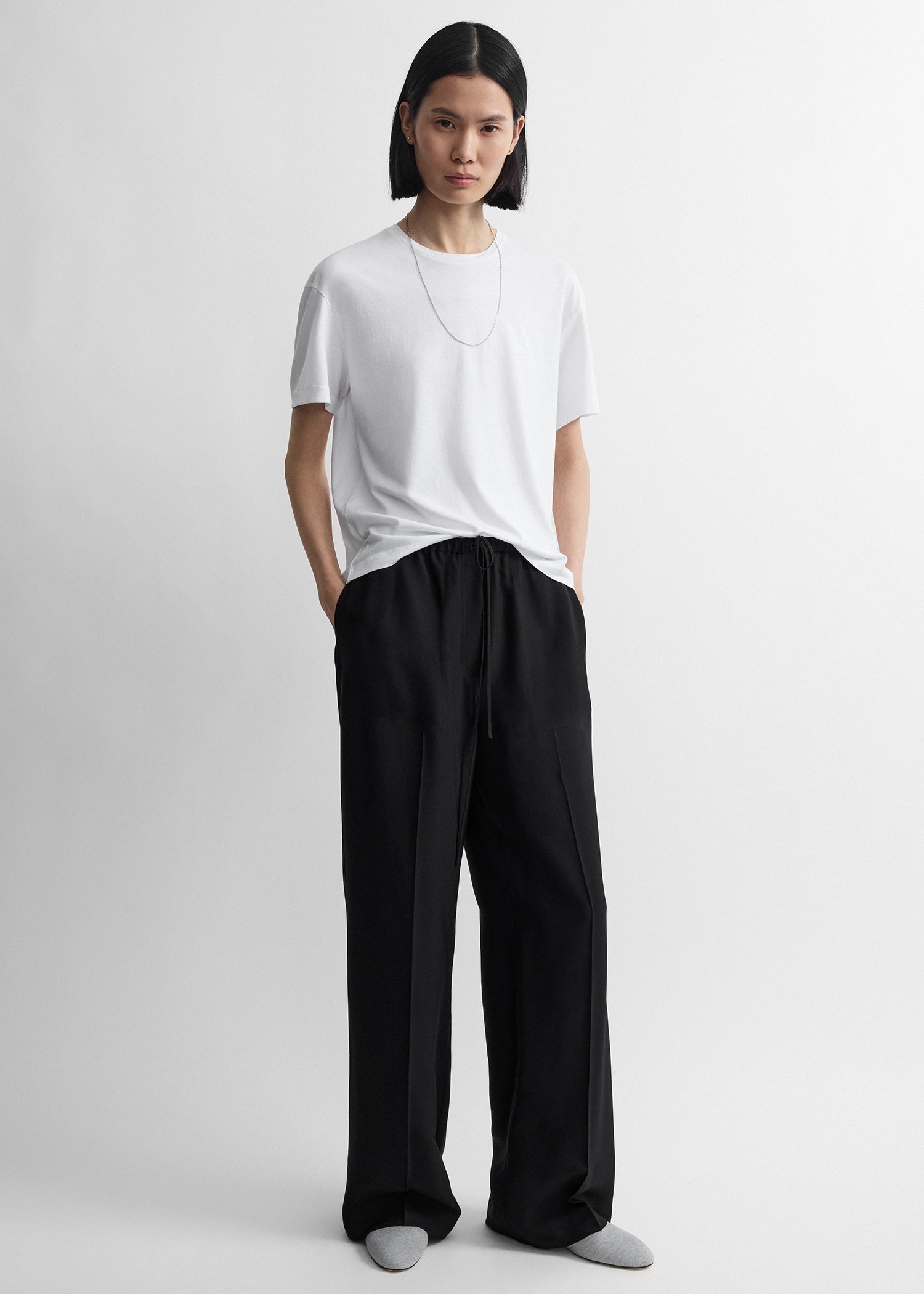 Fluid drawstring trousers black