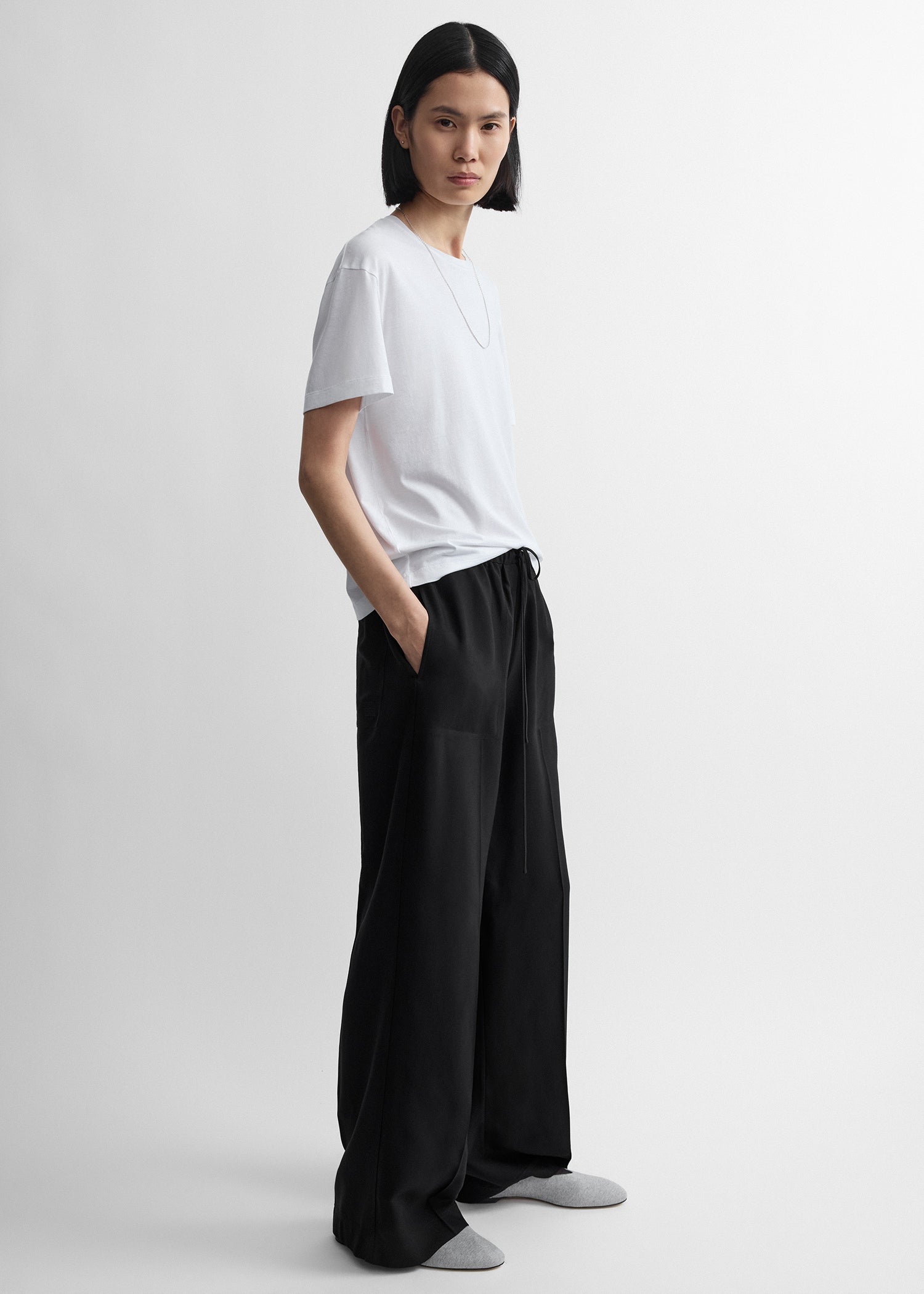 Fluid drawstring trousers black