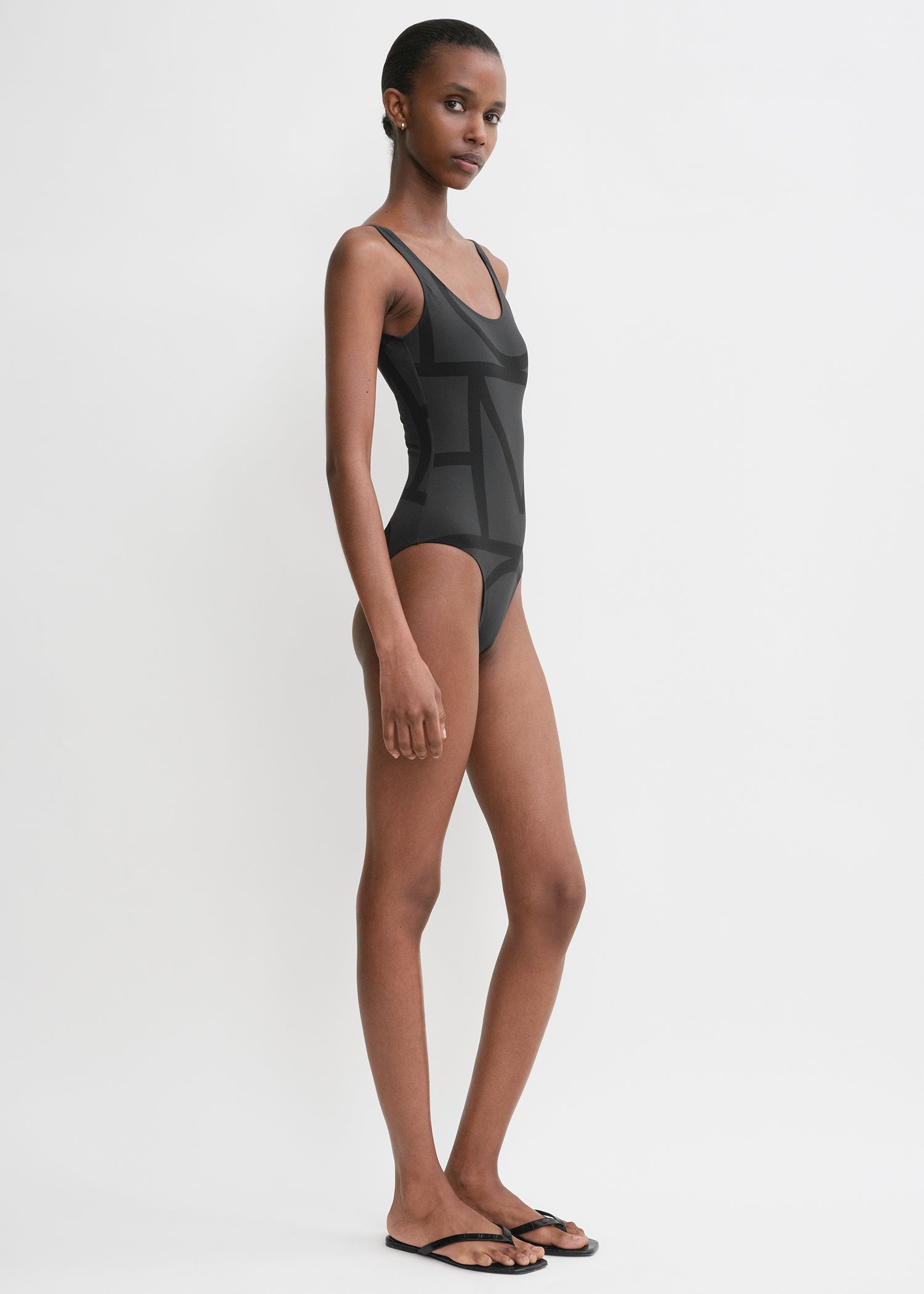 Monogram swimsuit black/black – TOTEME