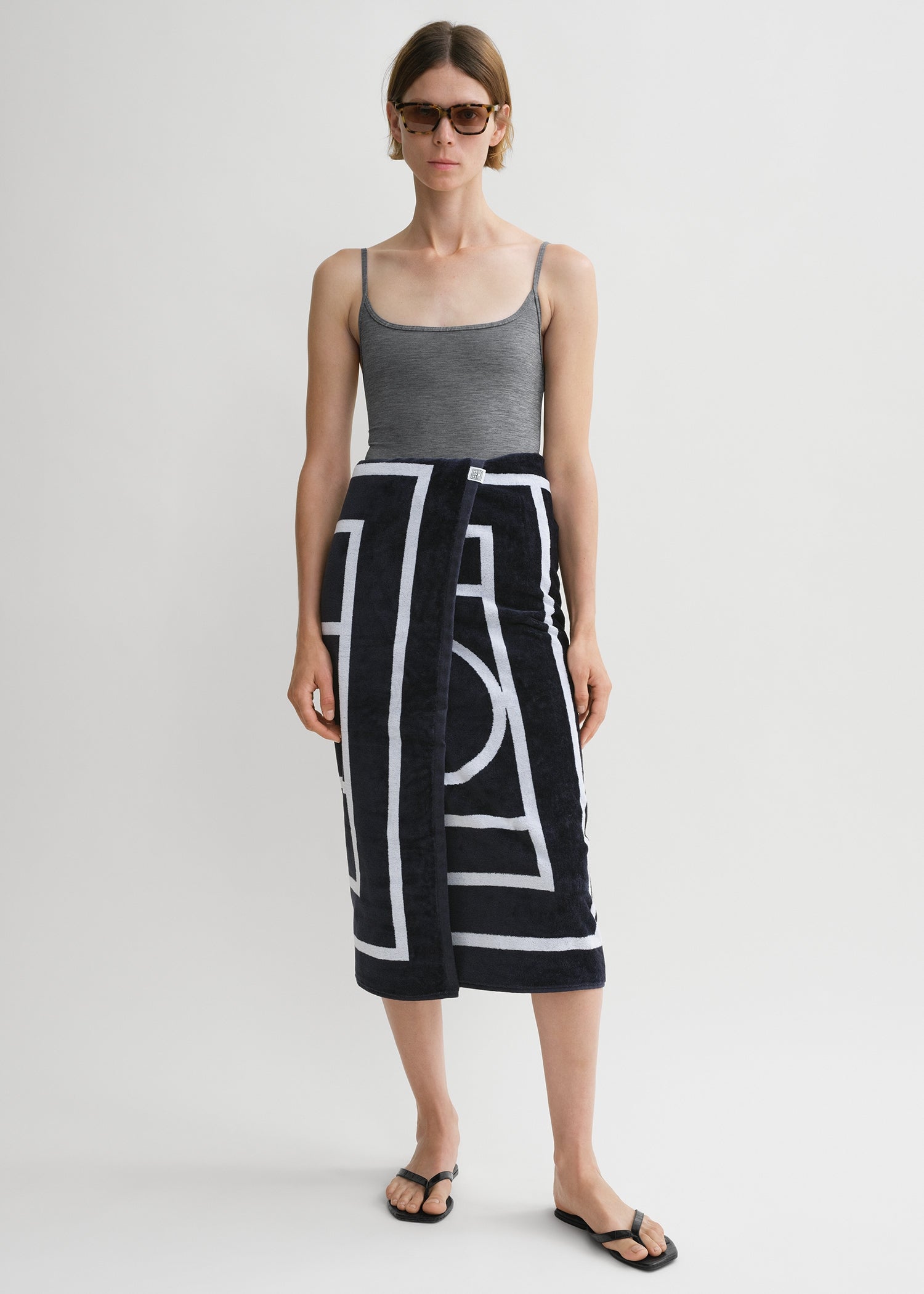 Monogram jacquard beach towel navy