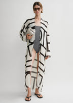 Monogram wrap dress ecru/black