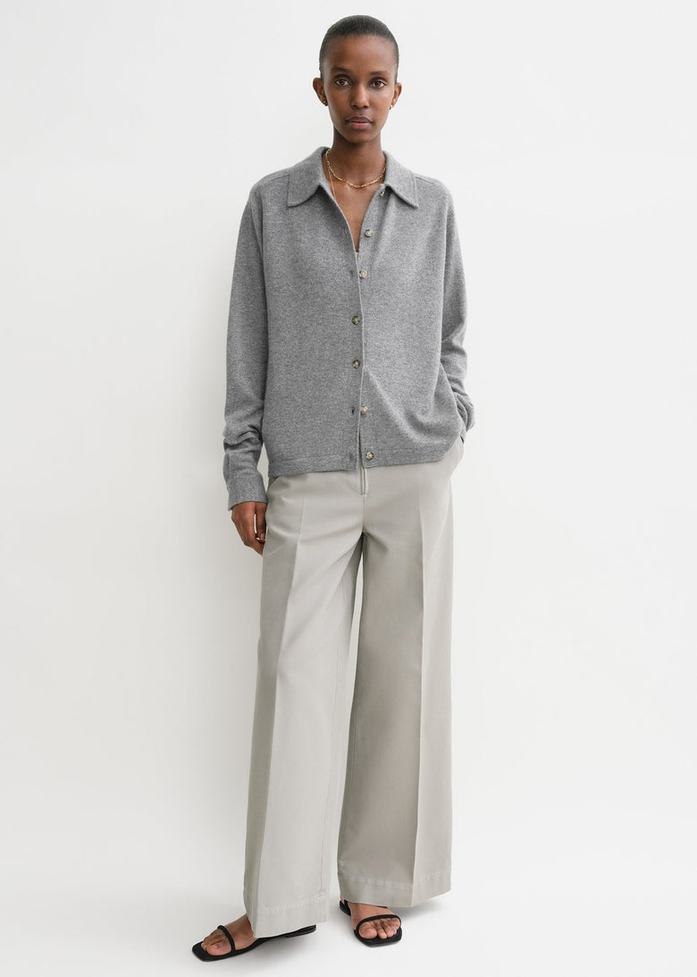Raglan-sleeve cashmere cardigan grey melange