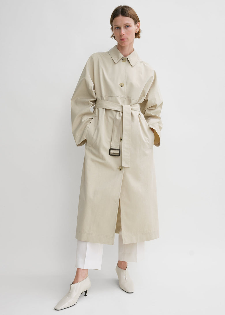 Tumbled cotton silk trench sand
