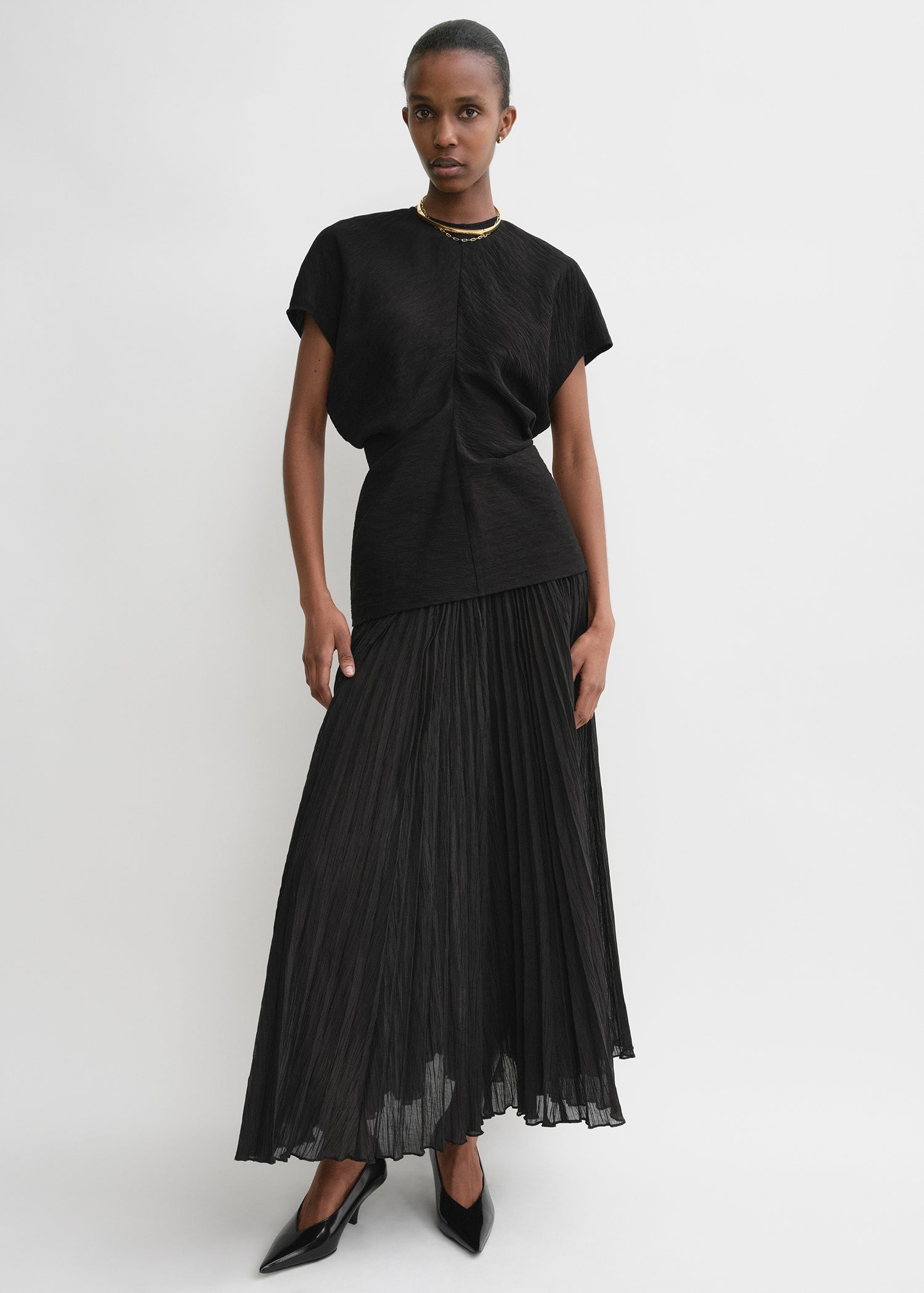 Slouch waist crinkled top