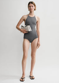 High neck swimsuit grey melange