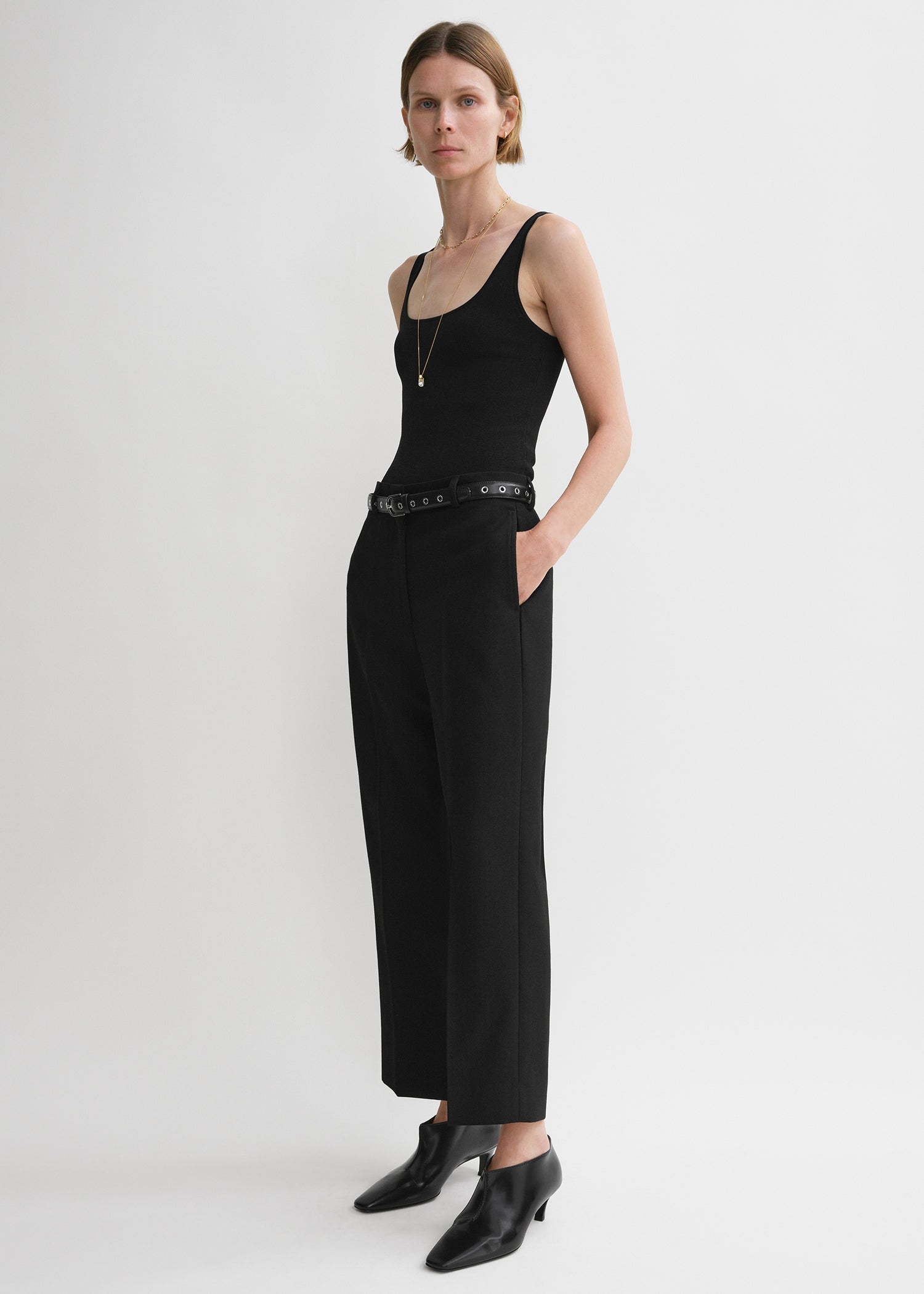 Compact knit tank black – TOTEME