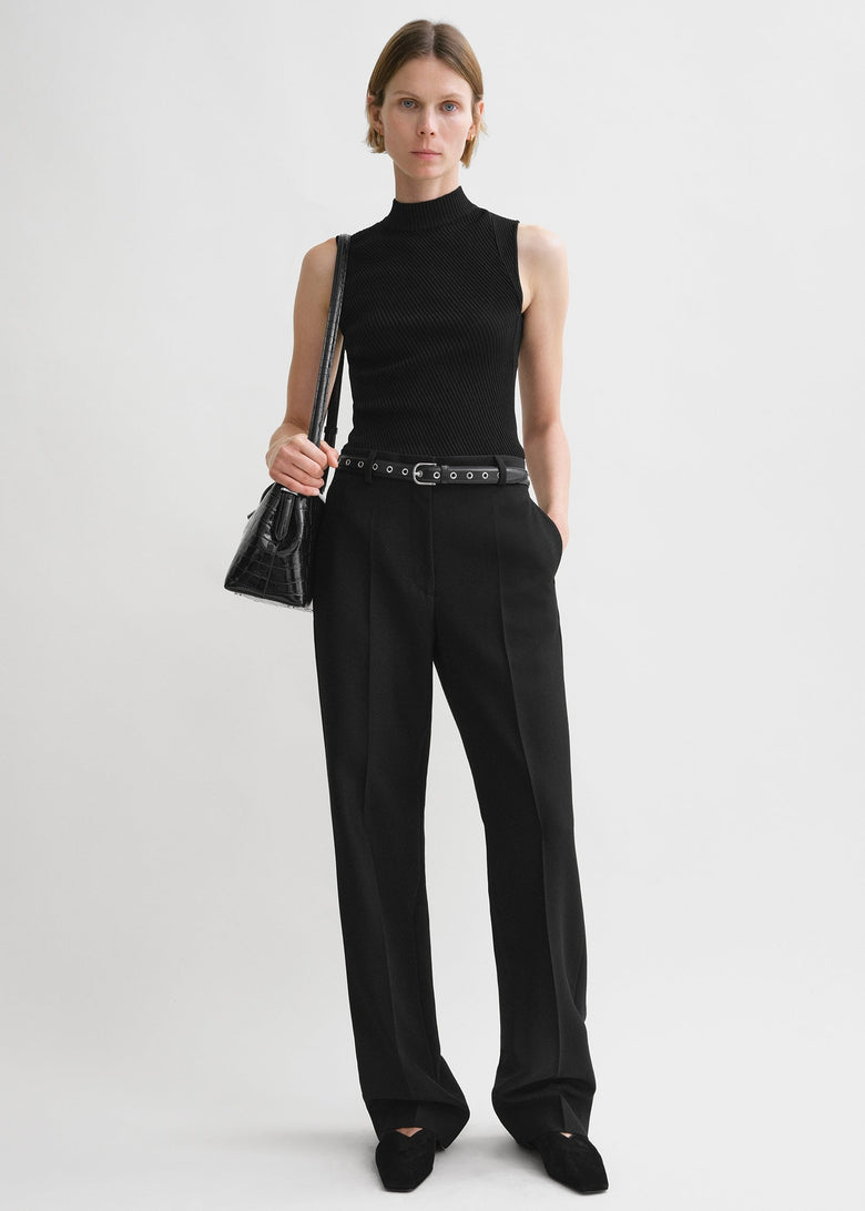 Straight tailored trousers black