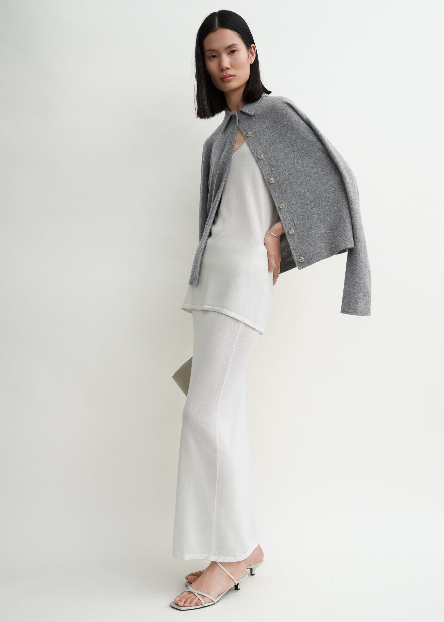 Raglan-sleeve cashmere cardigan grey melange – TOTEME
