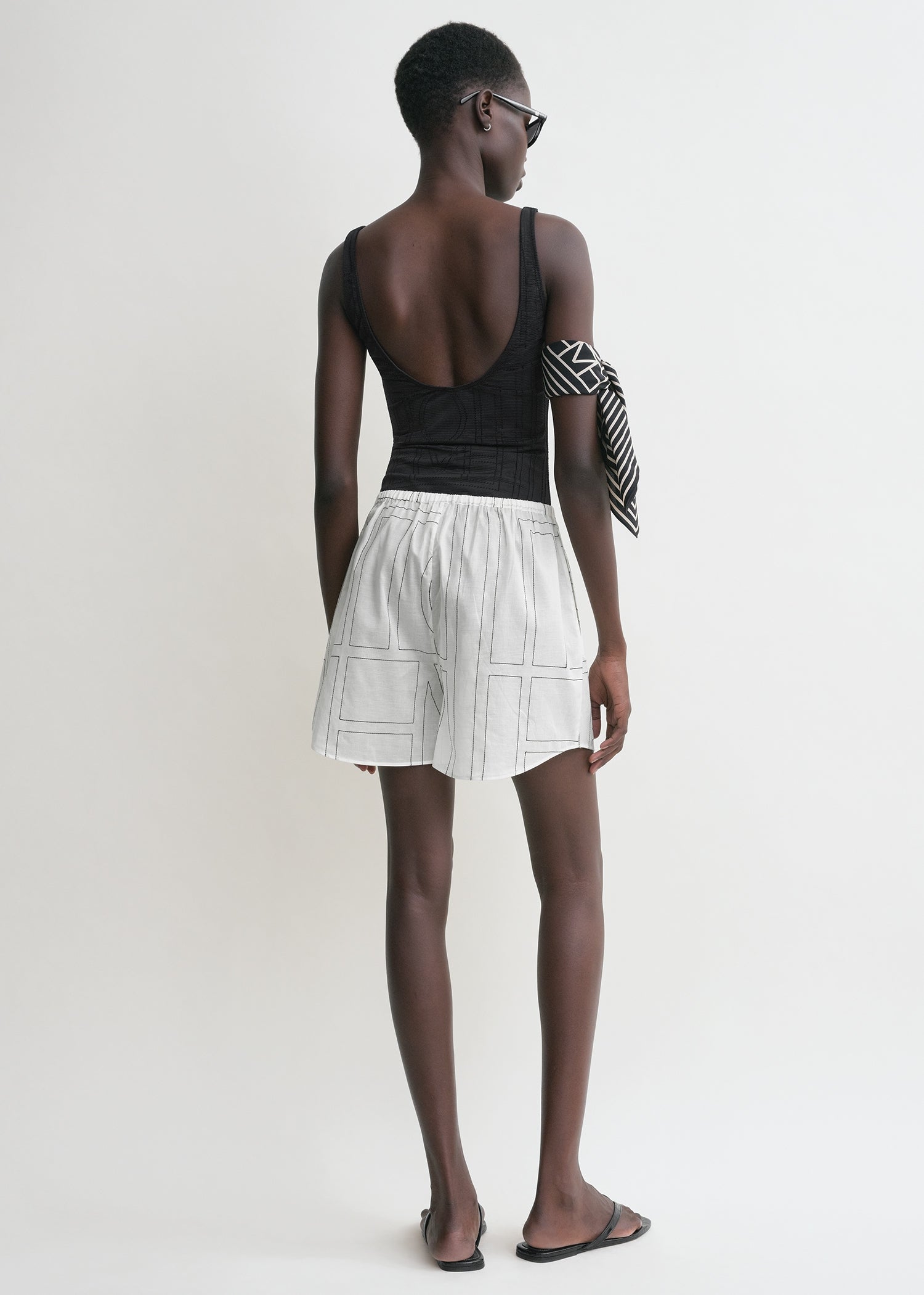 Monogram cotton pj shorts white/black
