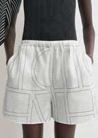 Monogram cotton pj shorts white/black