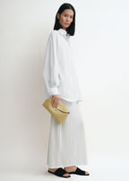 T-lock grained-leather clutch desert