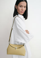 T-lock grained-leather clutch desert