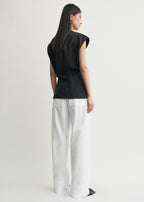 Short-sleeve wrap blouse black