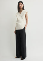 Short-sleeve wrap blouse off-white