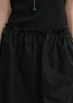 Drawstring poplin mini skirt black