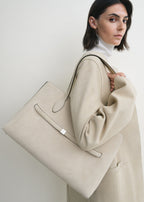 Suede lounge tote pearl