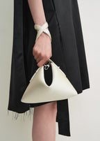 Bevel satin wristlet ecru