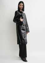Belted suede clutch black
