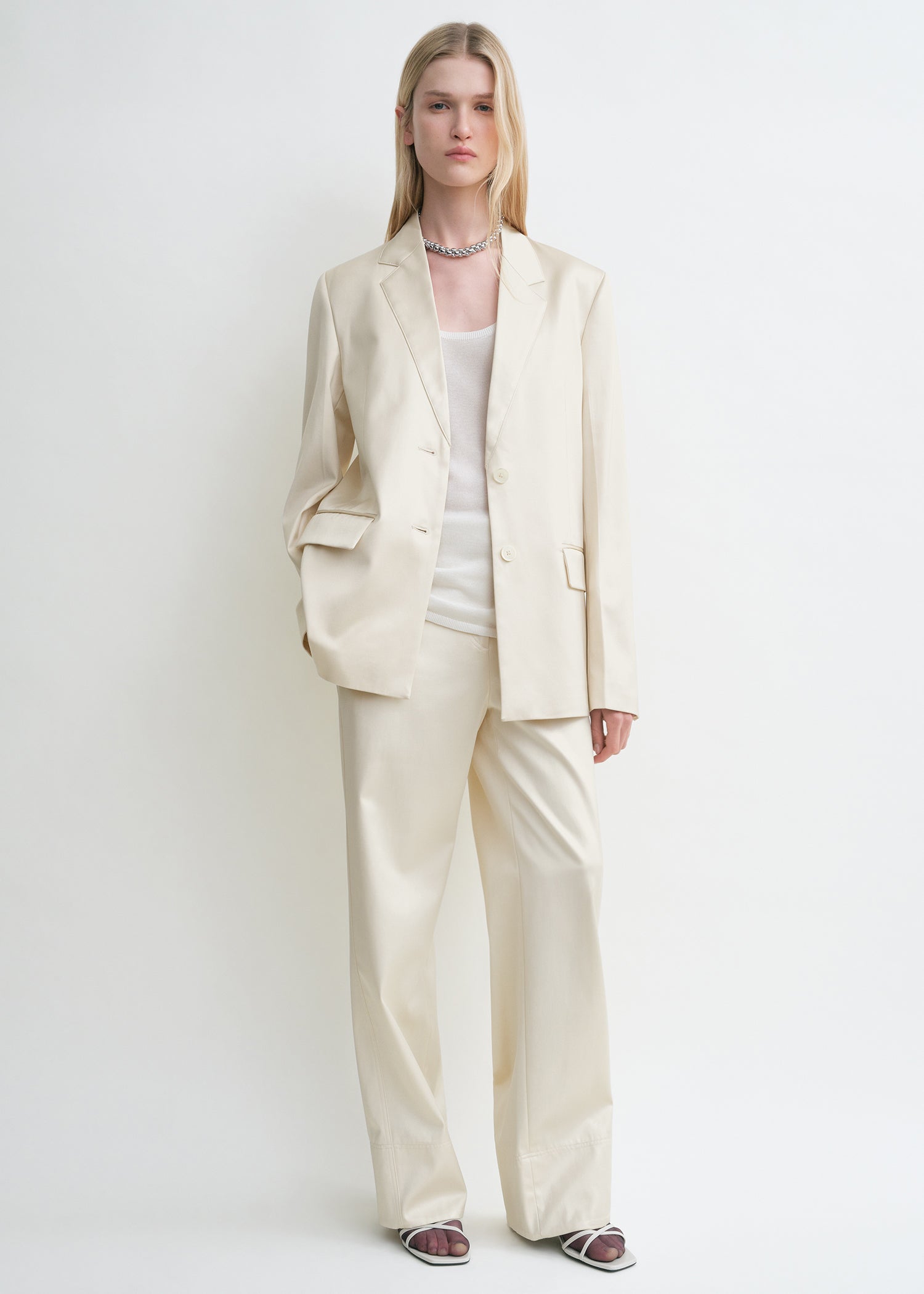 Stitch lapel jacket ecru