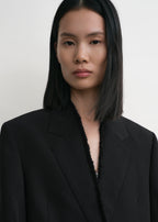 Raw lapel jacket black