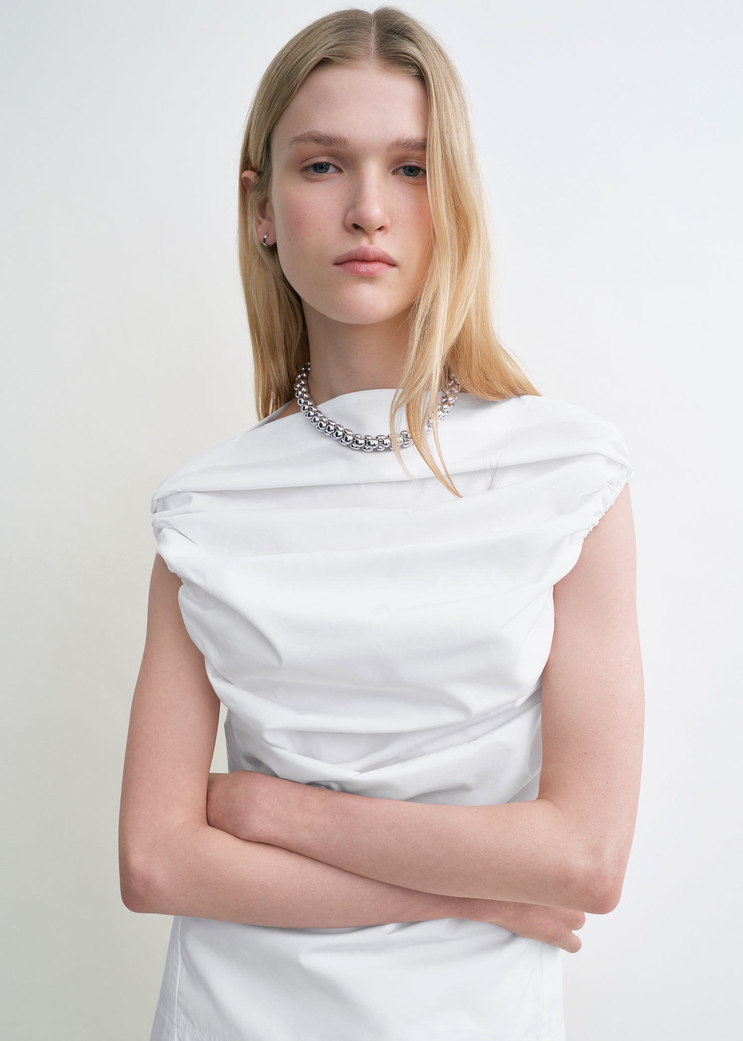 Gathered top white