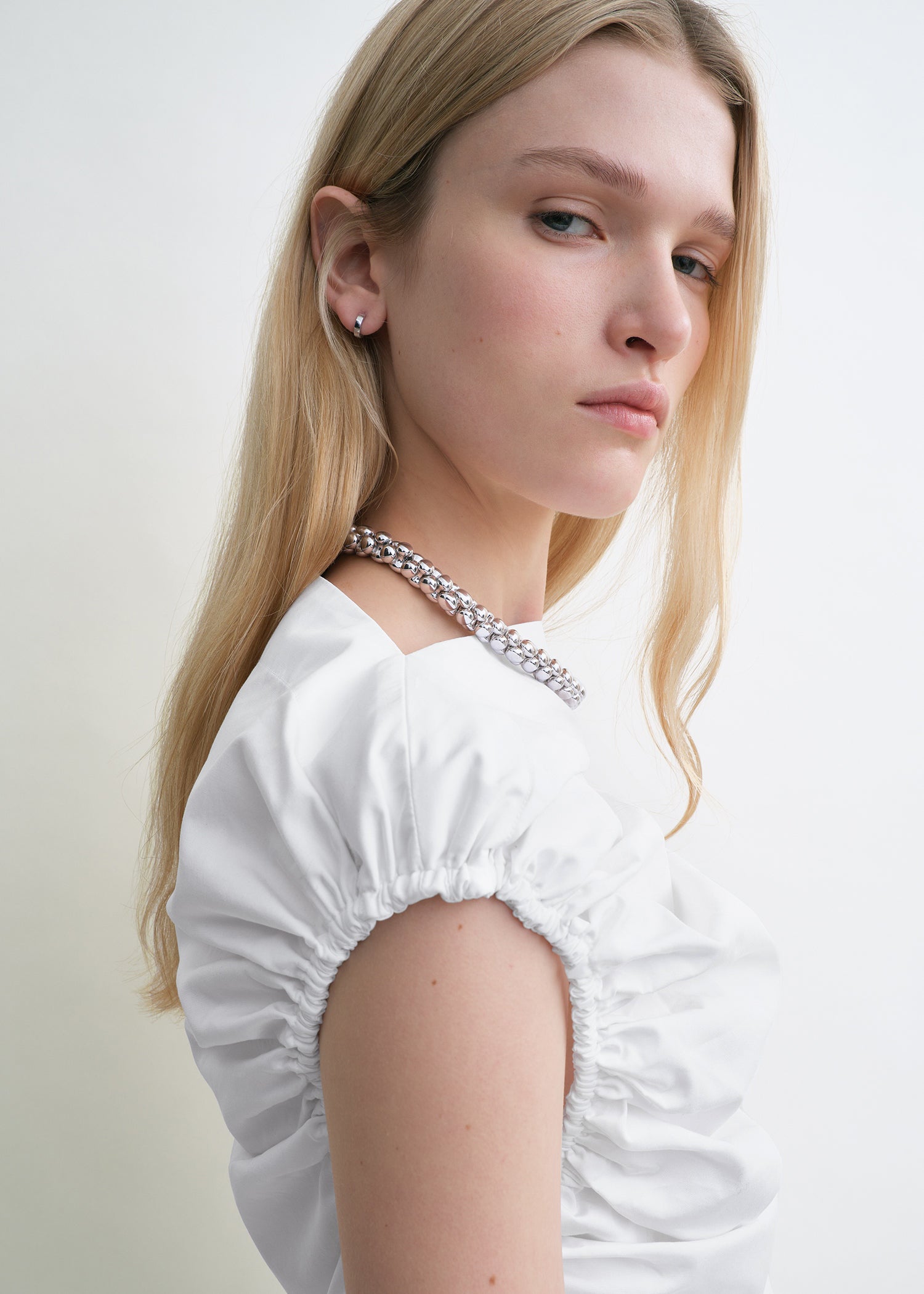 Gathered top white