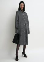 Striped kimono-sleeve shirtdress black/white