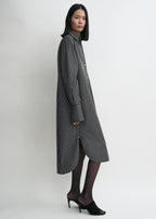 Striped kimono-sleeve shirtdress black/white