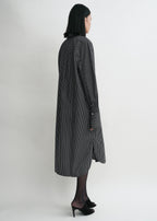 Striped kimono-sleeve shirtdress black/white
