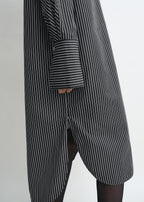 Striped kimono-sleeve shirtdress black/white