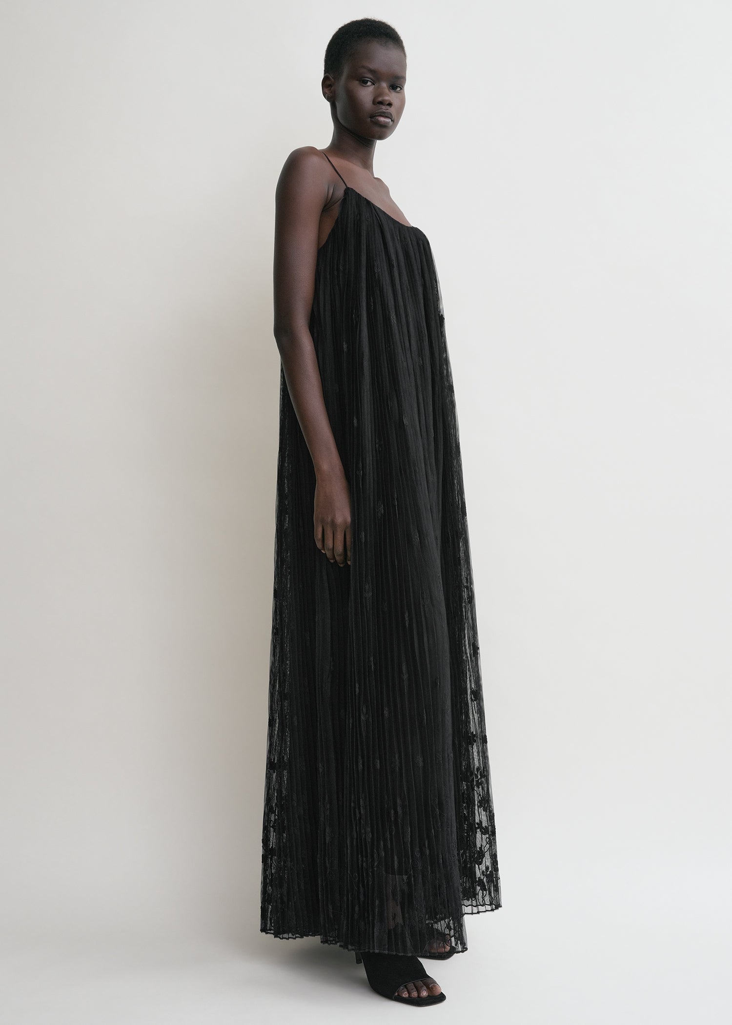 Floral tulle dress black