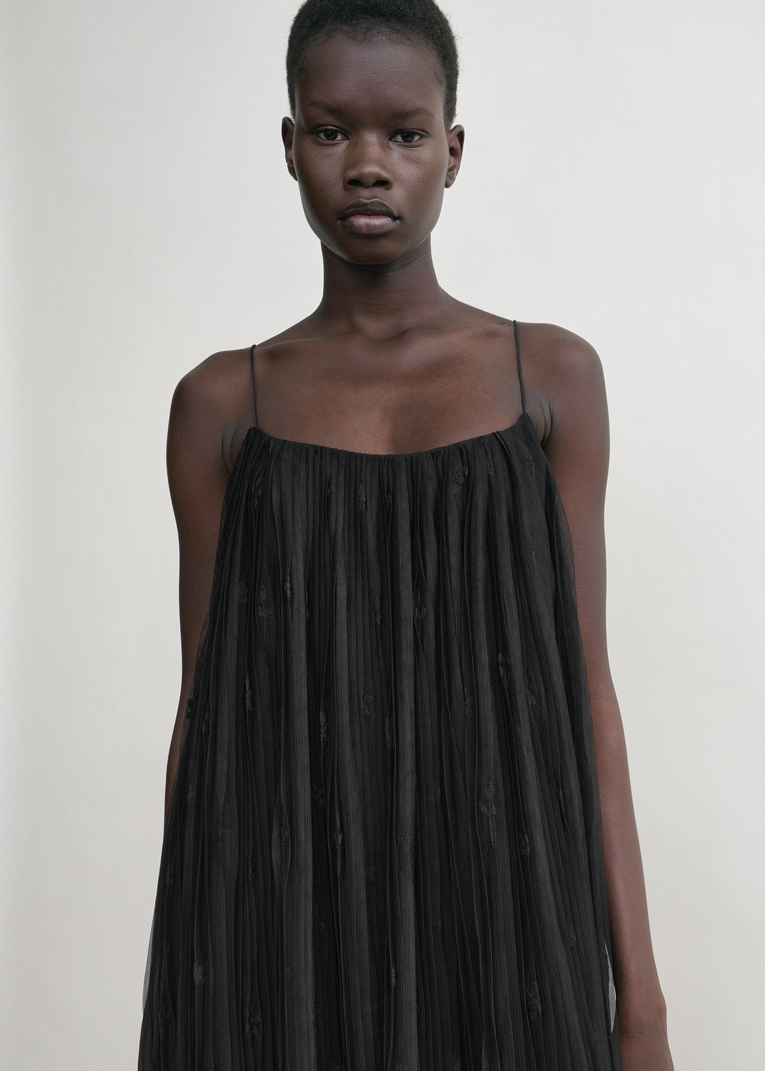 Floral tulle dress black