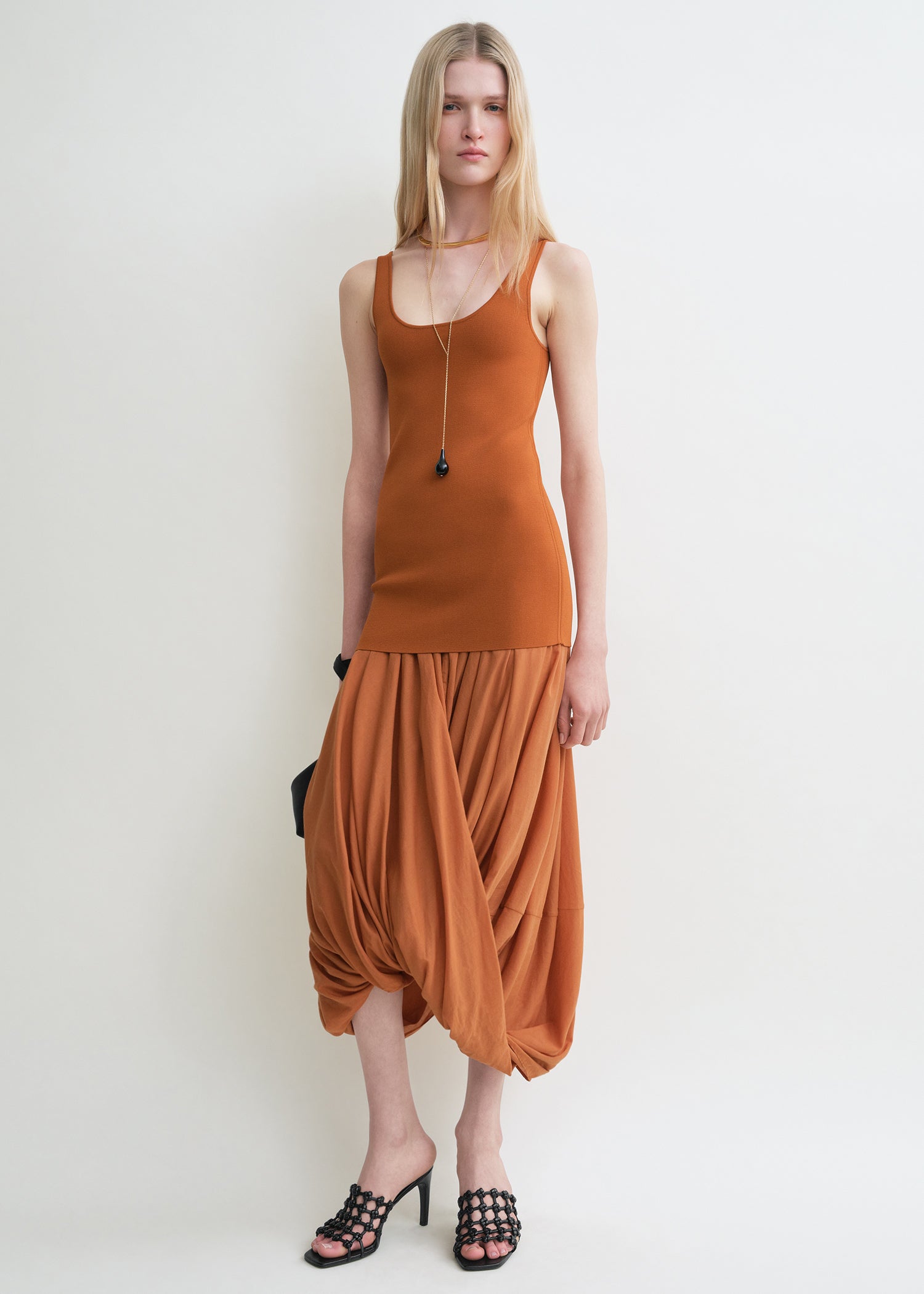 Cocoon tank dress terracotta petite
