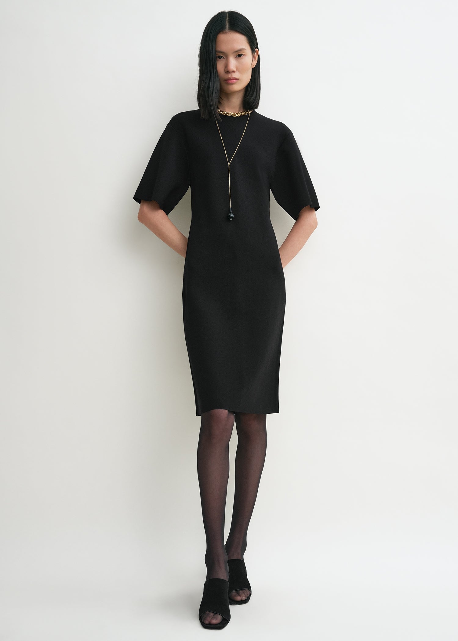 Tee knit dress black