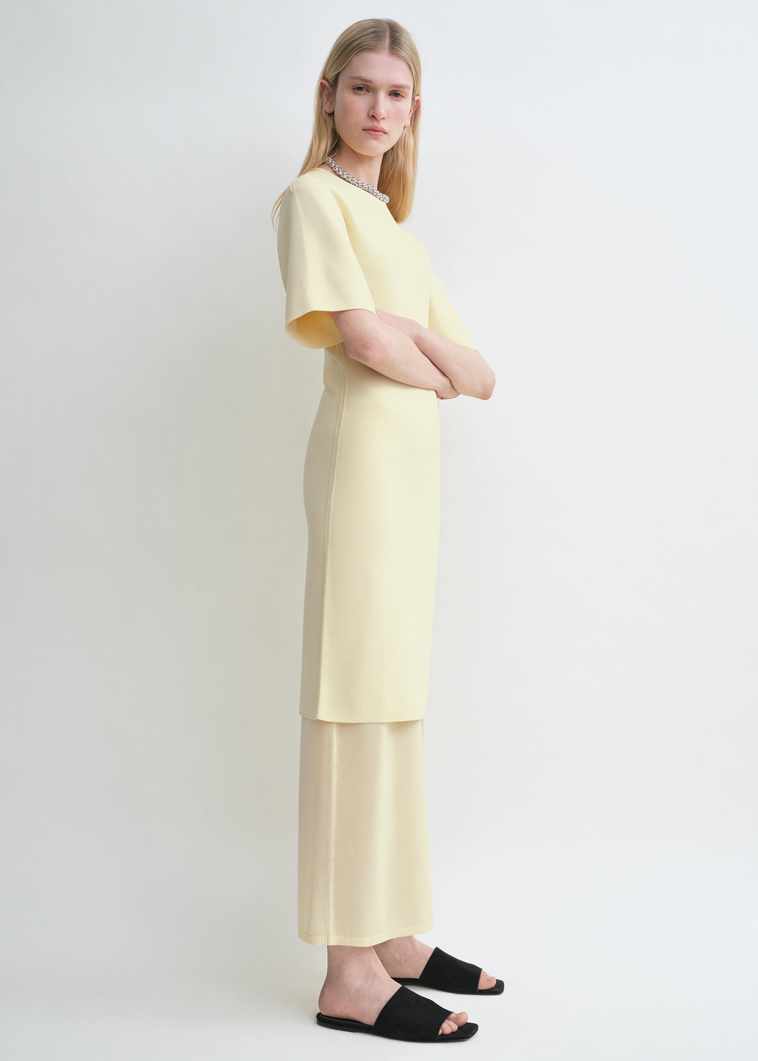 Tee knit dress straw