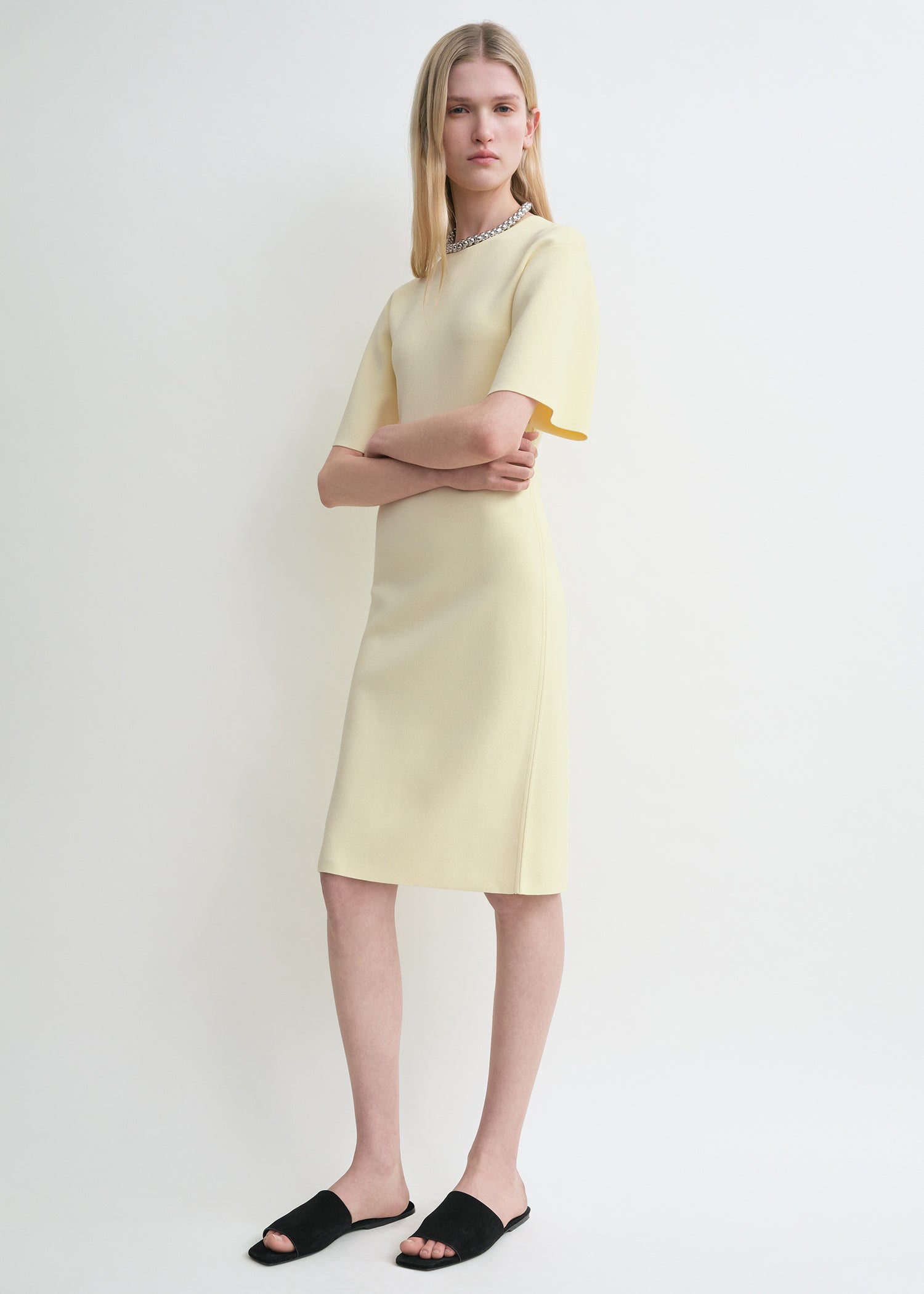 Tee knit dress straw
