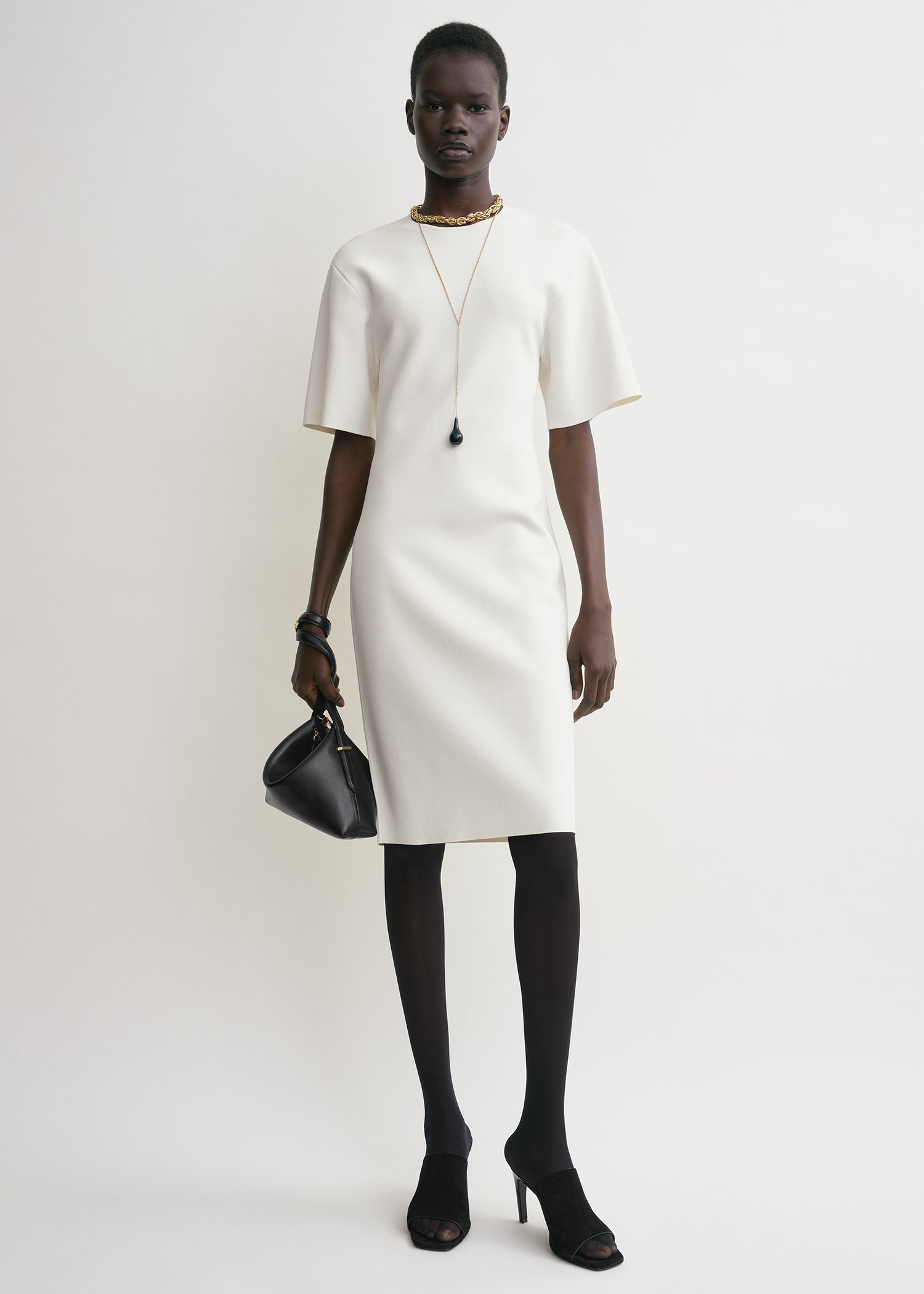 Tee knit dress white