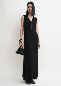 Overlapped scarf dress black