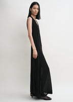 Overlapped scarf dress black