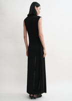 Overlapped scarf dress black